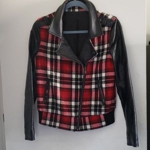 Plaid Faux Leather Jacket